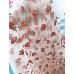 ⚡Sỉ tận gốc⚡Vải lưới dâu tây làm scrunchies, may váy đầm, khổ vải 1m6