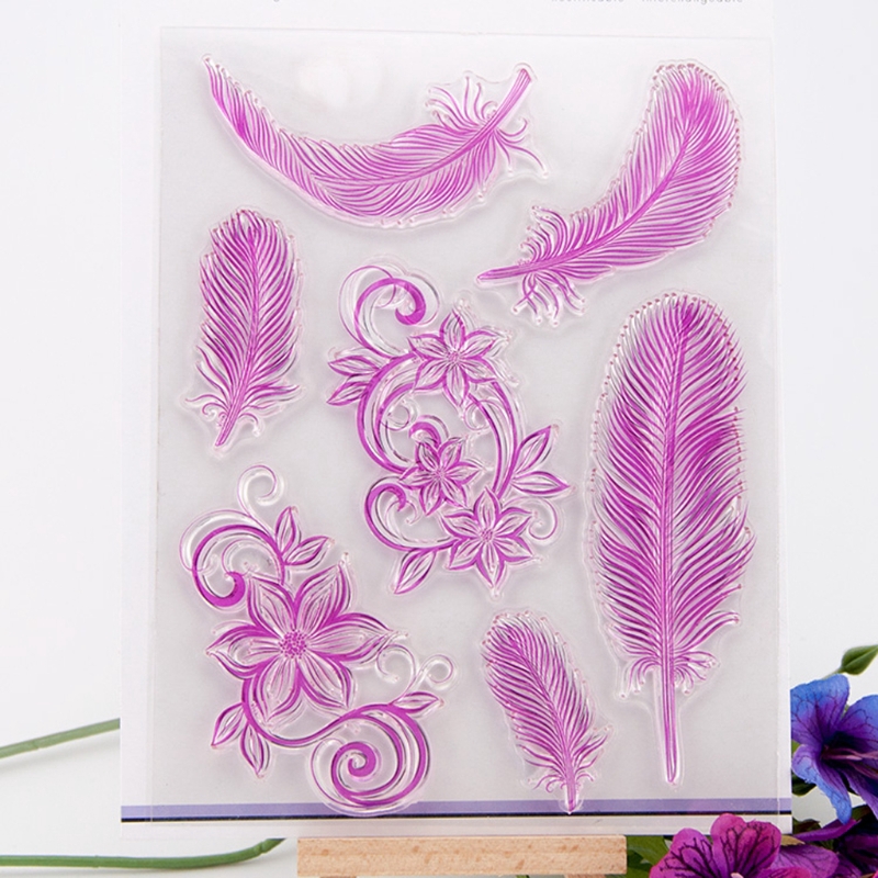 Con Dấu Silicon Trong Suốt Hình Lông Vũ Trang Trí Scrapbook