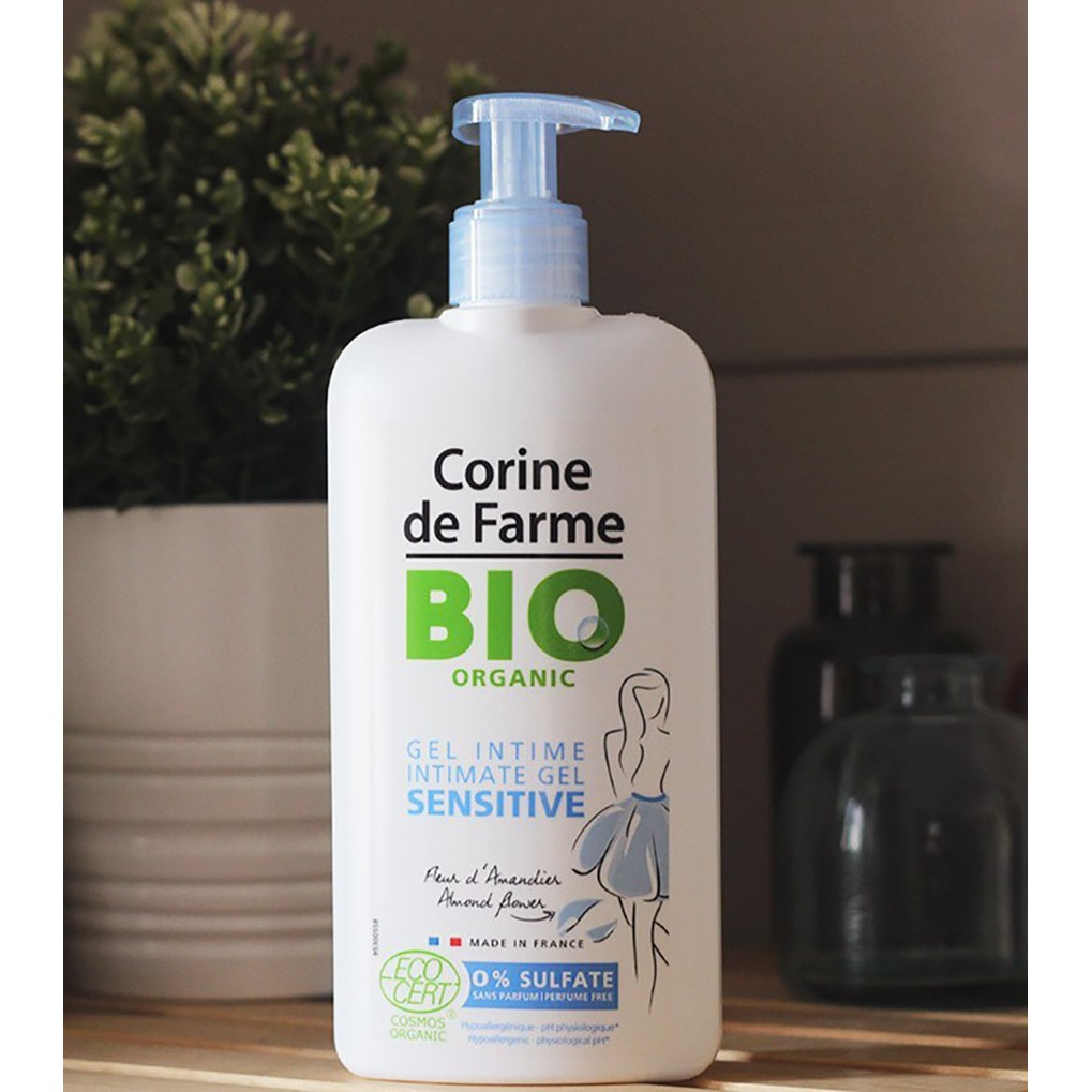 Gel Làm Sạch Và Dưỡng Ẩm Vùng Kín Corine de Farme Organic Intimate Gel Sensitive 250ml