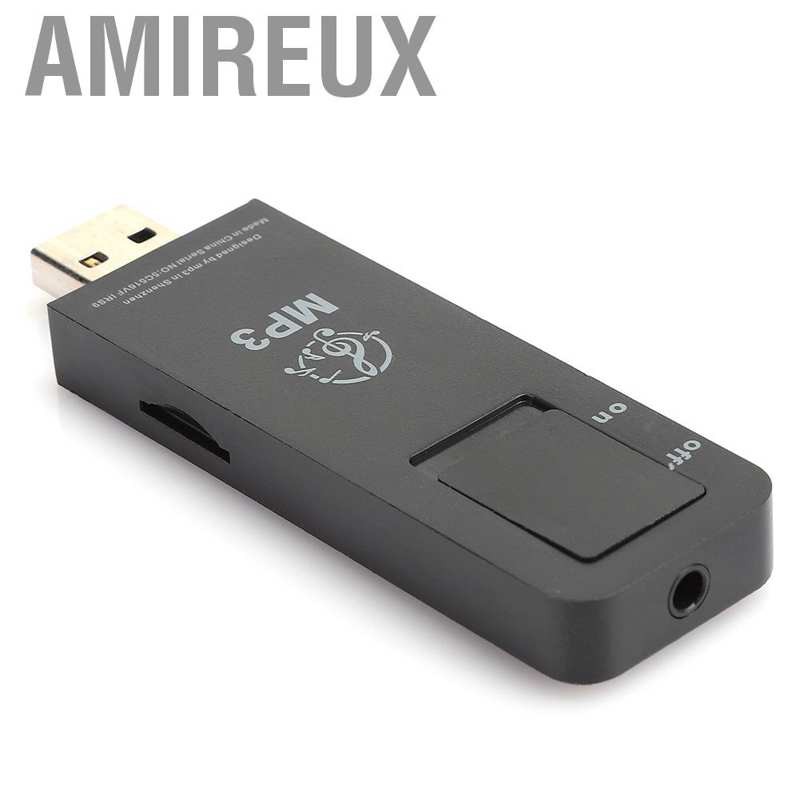 Máy nghe nhạc Amieu mini mp3 hỗ trợ thẻ nhớ TF 32GB hình chữ U nhỏ gọn màu đen kèm tai