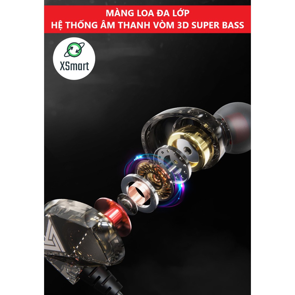 Tai Nghe Phone Nghe Nhạc Chơi Game QKZ AK2 Pro 2023 Mới Nhất Âm Thanh Super Bass, Dây Chống Rối, Có Mic Đàm Thoại