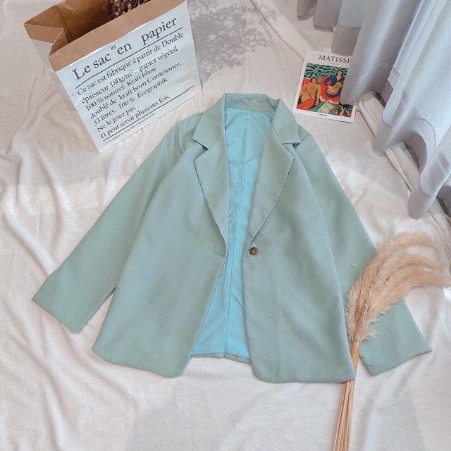 Khoác vest xanh mint