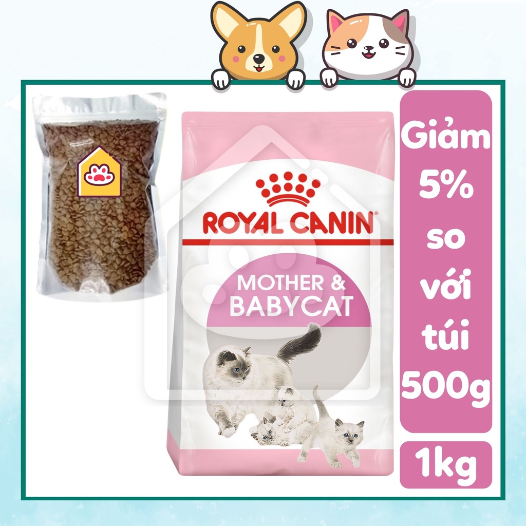 Thức ăn mèo Royal Canin Mother &amp; Babycat mèo mẹ mèo con cai sữa túi 1kg - Bivido