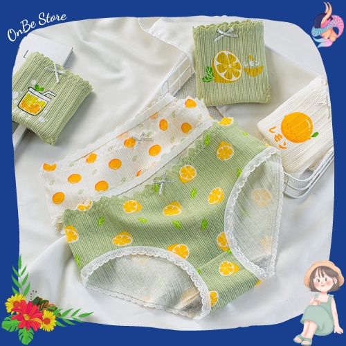 Quần Lót Nữ 100% Cotton Kháng Khuẩn Rộng Mỏng Thoải Mái Họa Tiết Trái Cây Dễ Thương Nhà OnBe Store
