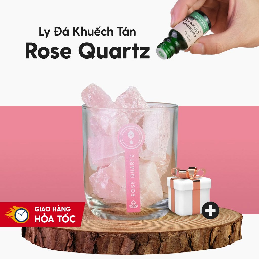 Bộ Đá Khuếch Tán Tinh Dầu Pha Lê Rose Quartz HENY GARDEN Tạo Mùi Hương Nhẹ Nhàng Thay Thế Máy Xông