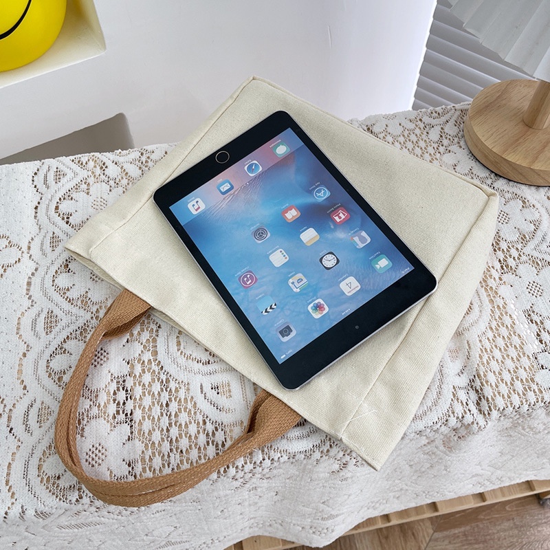 Túi Xách Tay Bằng Vải Canvas Dễ Phối Đồ Thiết Kế Phong Cách Nhật Bản Dễ Thương