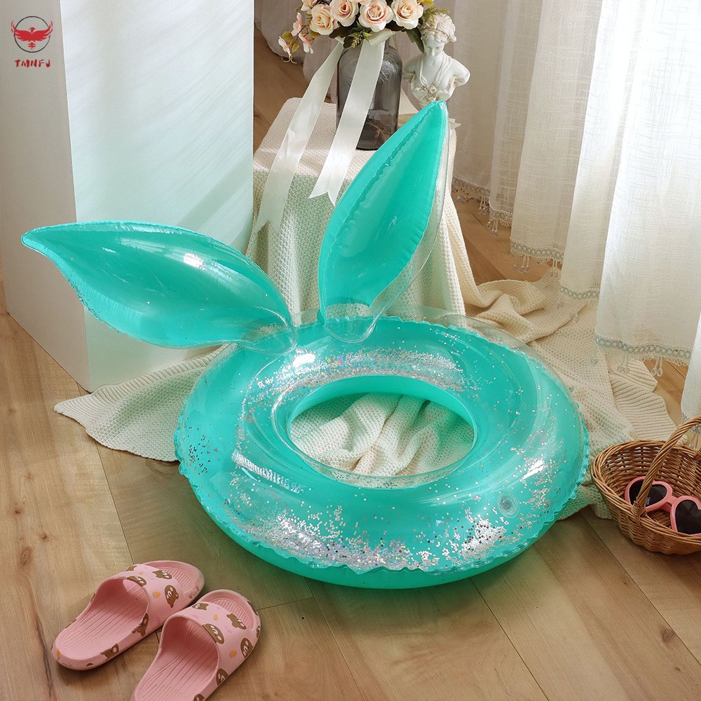 Phao Bơi Hình Tai Thỏ Bằng PVC Đính Kim Sa Lấp Lánh Dễ Thương Cho Người Lớn