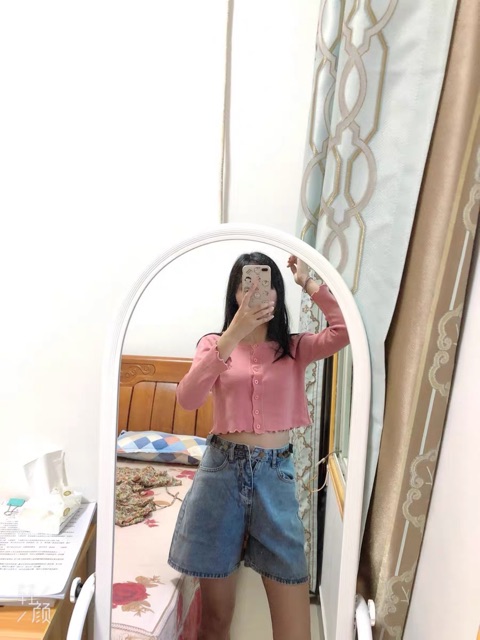 ( Sẵn xanh) Quần shorts jean ống rộng nút thắt ulzzang Quần đùi bò ngố big size ống rộng Có bigsize