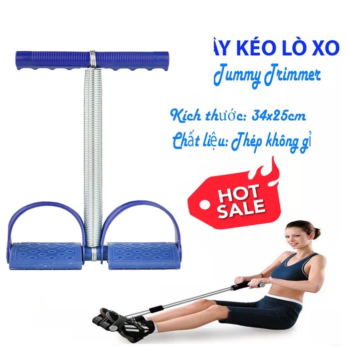 Dây tập lò xo kéo tay đa năng Tummy Trimmer, tập gym, tập cơ bụng, màu Xanh Nhựa cao cấp Lò xo thép không gỉ