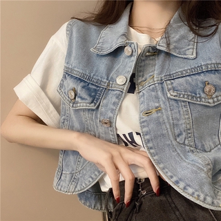Áo Khoác Denim Không Tay Thời Trang Dành Cho Nữ