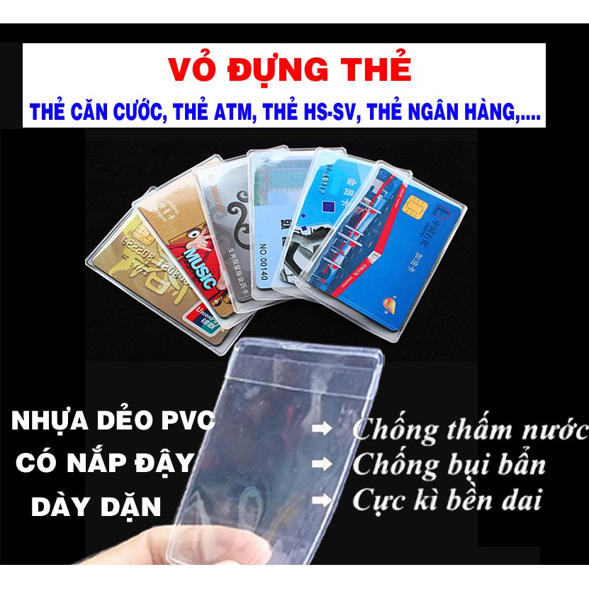 (Hàng Loại 1)Vỏ bọc bảo quản thẻ cccd atm, thẻ sinh viên , thẻ tín dụng... ( có nắp )