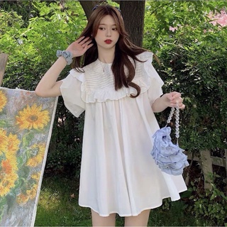 Váy babydoll bèo vai xếp li ngang ren ngực dáng ngắn giấu quần- Váy cánh tiên xếp ly bồng xòe điệu đà