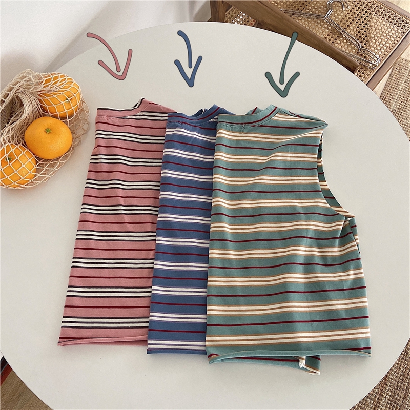 Áo Tank Top Sát Nách Hoạ Tiết Kẻ Sọc Phong Cách Hàn Quốc