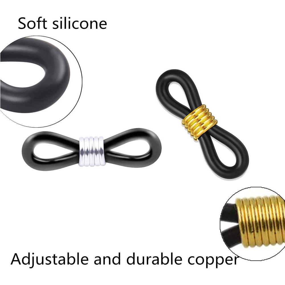 Set 50 Phụ Kiện Giữ Dây Đeo Mắt Kính Màu Trắng Đen Chống Trượt Có Thể Điều Chỉnh Giá Đỡ