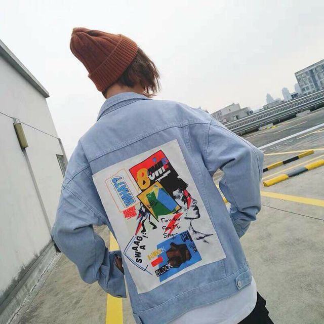 [ViP] Áo khoác jean nam nữ Hàn Quốc màu xanh nhạt style tư duy mới loại 1