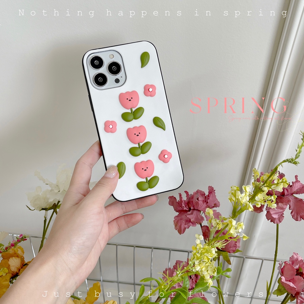 Ốp Điện Thoại Tpu Mềm Hình Hoa Tulip 3D Cho iphone 12 11 13 Pro Max 7 8 Plus 12 Pro Max X Xs Xr Xsmax