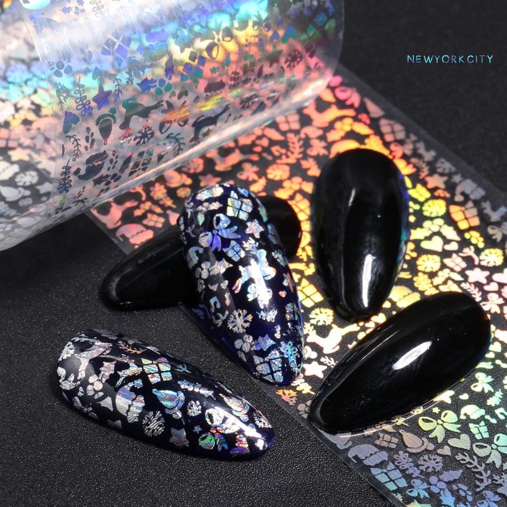 Set 10 Miếng Dán Móng Tay Siêu Mỏng Không Phai Họa Tiết Giáng Sinh Lấp Lánh