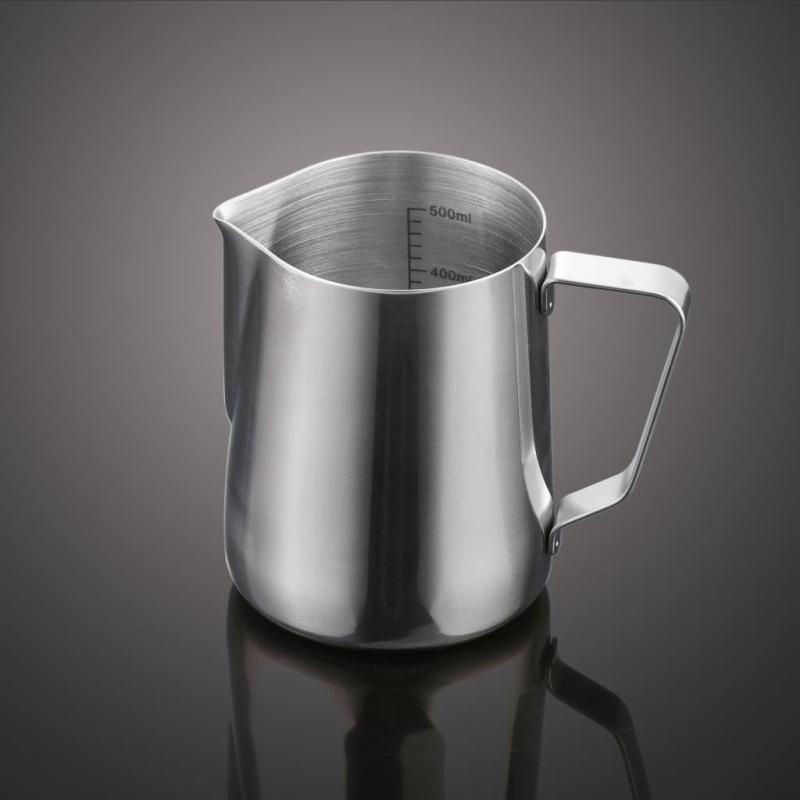 Ca đánh sữa inox có vạch chia | Tạo milk foam, làm sữa cappuccino, vẽ latte art | Dung tích 500ml