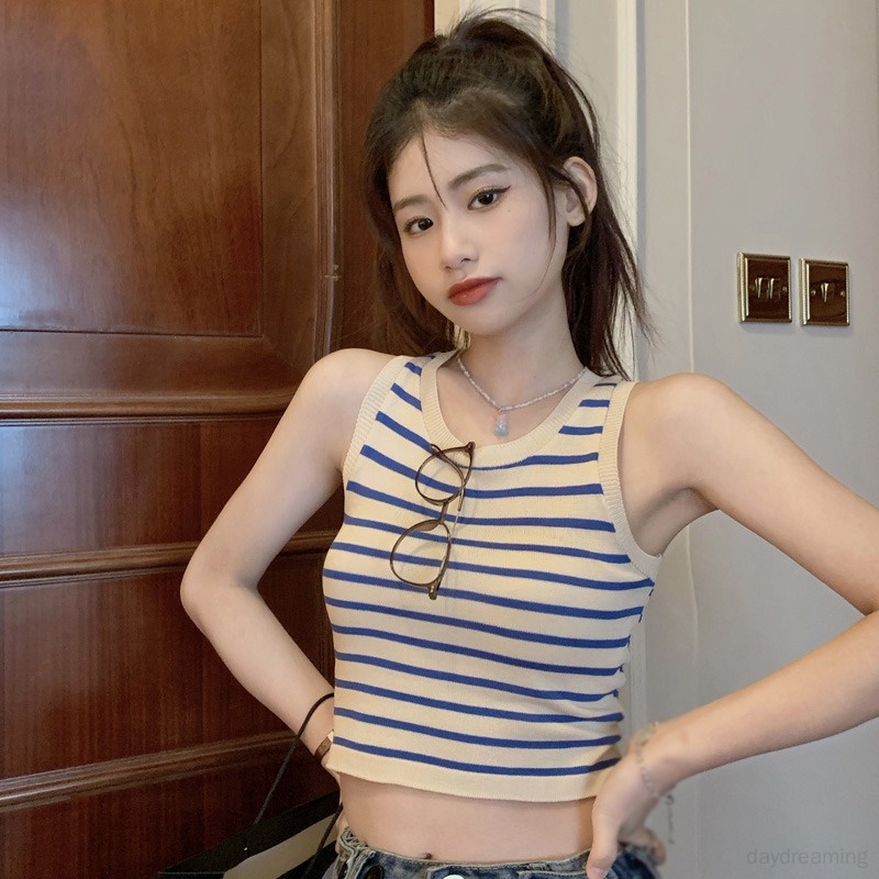 Áo Croptop Sát Nách Cổ Tròn Dáng Ôm Thời Trang Mùa Hè Cho Nữ