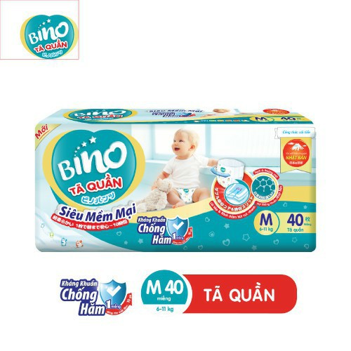 Bỉm/ Tã Quần Bino Size M40 Mẫu Chống Hăm
