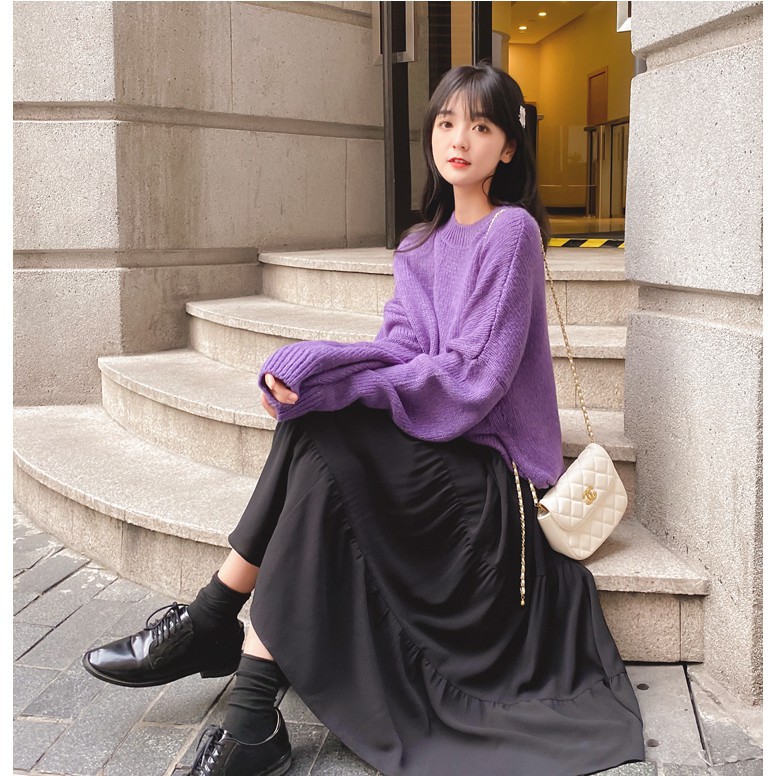 [ Quà tặng là gói xả vải nha] Chân váy dài Ulzzang thời trang Hàn Quốc- Chân váy tầng xòe tiểu thư 2 màu đen trắng | BigBuy360 - bigbuy360.vn