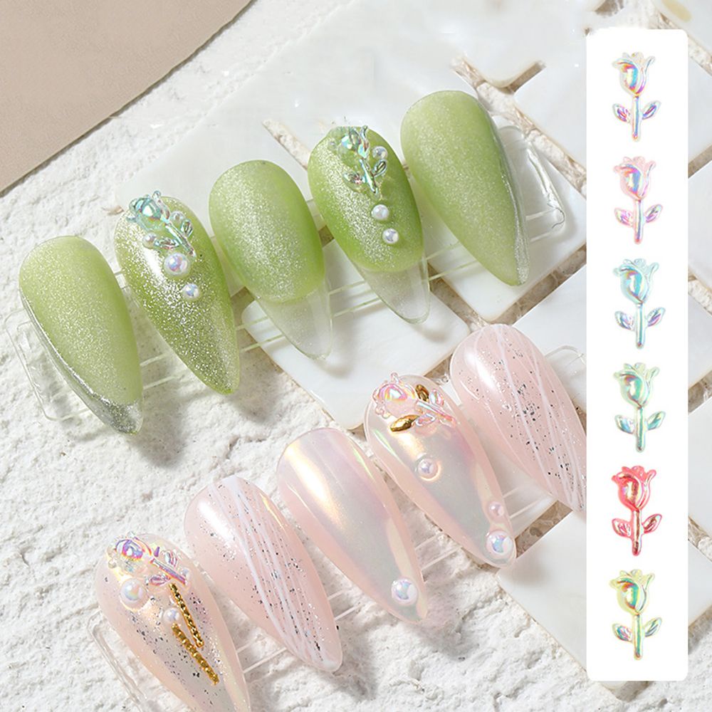 [Hàng mới về] Phụ kiện trang trí móng tay hình hoa hồng 3D nhiều màu lấp lánh