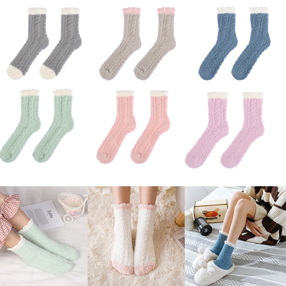 Vớ nhung giữ ấm mùa đông kiểu dáng dễ thương tùy chọn màu sắc