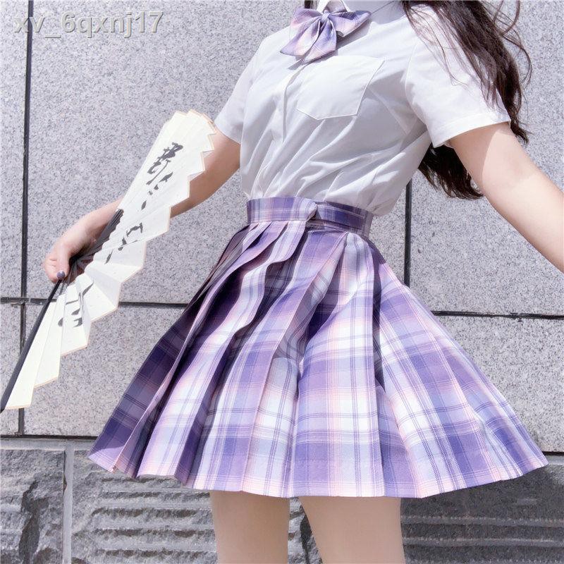 chân váy dàiváy đầm dáng xoèↂ✖№【Khoai môn JK】 đồng phục suit thắt nút Váy xếp ly Nhật Bản eo cao, ngắn cũn m