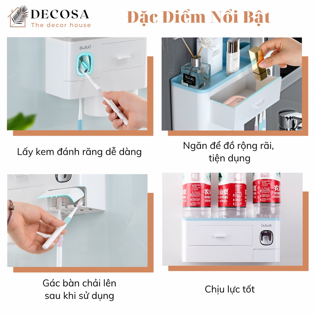 Kệ để đồ nhà tắm treo bàn chải nhả kem đánh răng dán tường Decosa