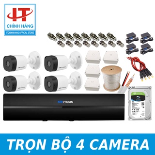Trọn Bộ 4 Camera Quan Sát 2.0MP Chính Hãng KBVISION - Gồm Ổ Cứng - Đầu Ghi - Dây - Nguồn - Jack nối - Bảo Hành 2 Năm