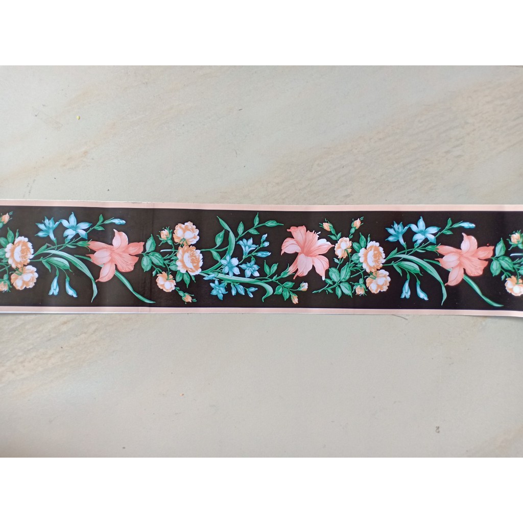 Cuộn 10m len dán viền tường keo sẵn hoa ly keo sẵn (cao 10cm)