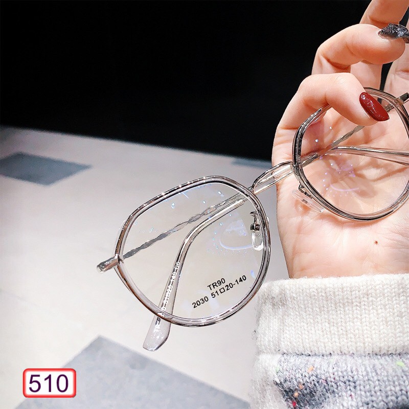 Gọng kính cận tròn kim loại thời trang TQ11 kèm tròng 0 độ chống ánh sáng xanh bảo vệ mặt phù hợp mặt nhỏ, dài, vuông