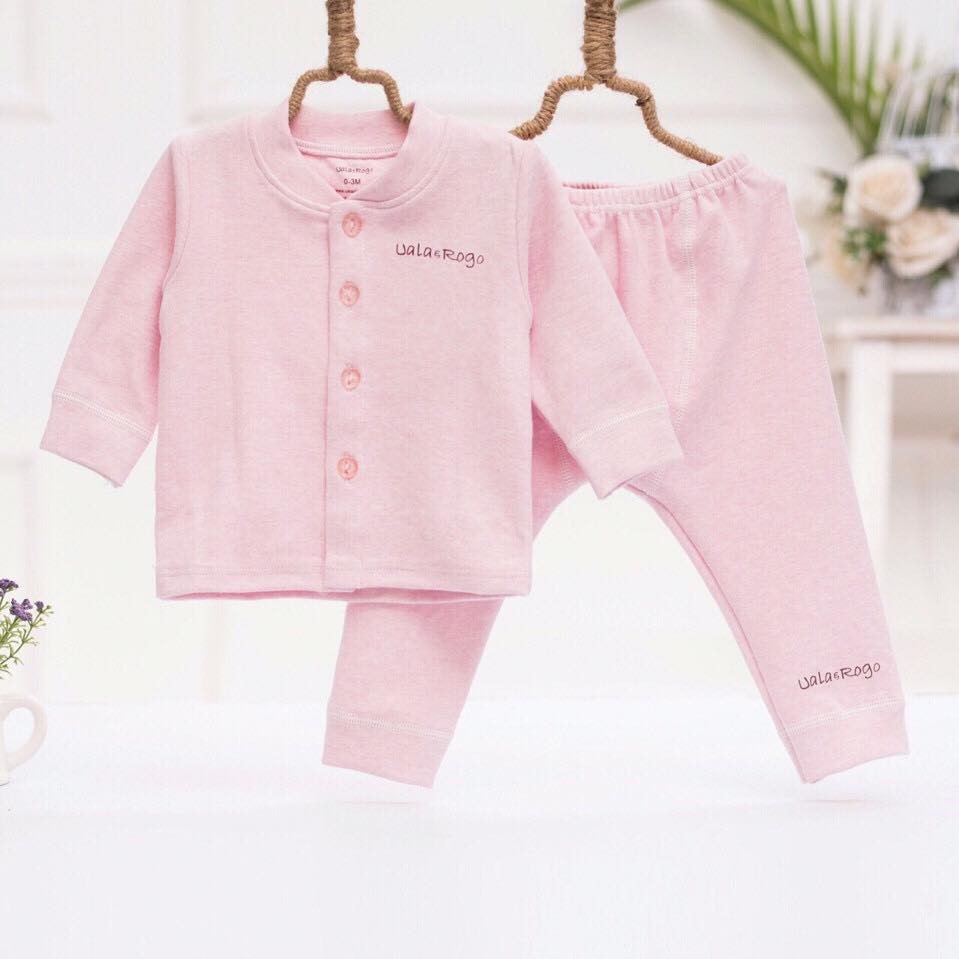 Bộ quần áo sơ sinh dài tay khuy giữa Uala Rogo cotton sợi tre mềm mại