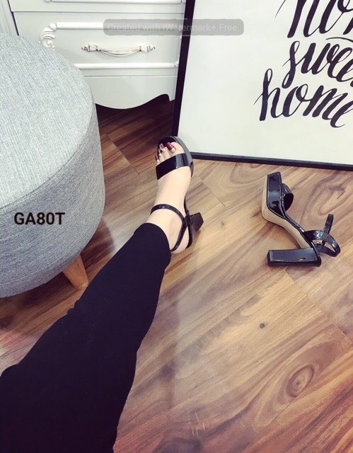 [Sỉ giày VNXK] Giày cao gót Sandal đế đúp 12p da bóng 3 màu cực chảnh