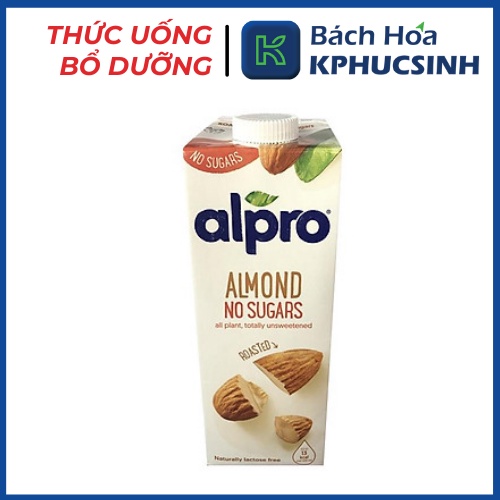 Sữa hạnh nhân nguyên chất không đường bổ sung dInh dưỡng hIệu Alpro 1l KPHUCSINH - Hàng Chính Hãng