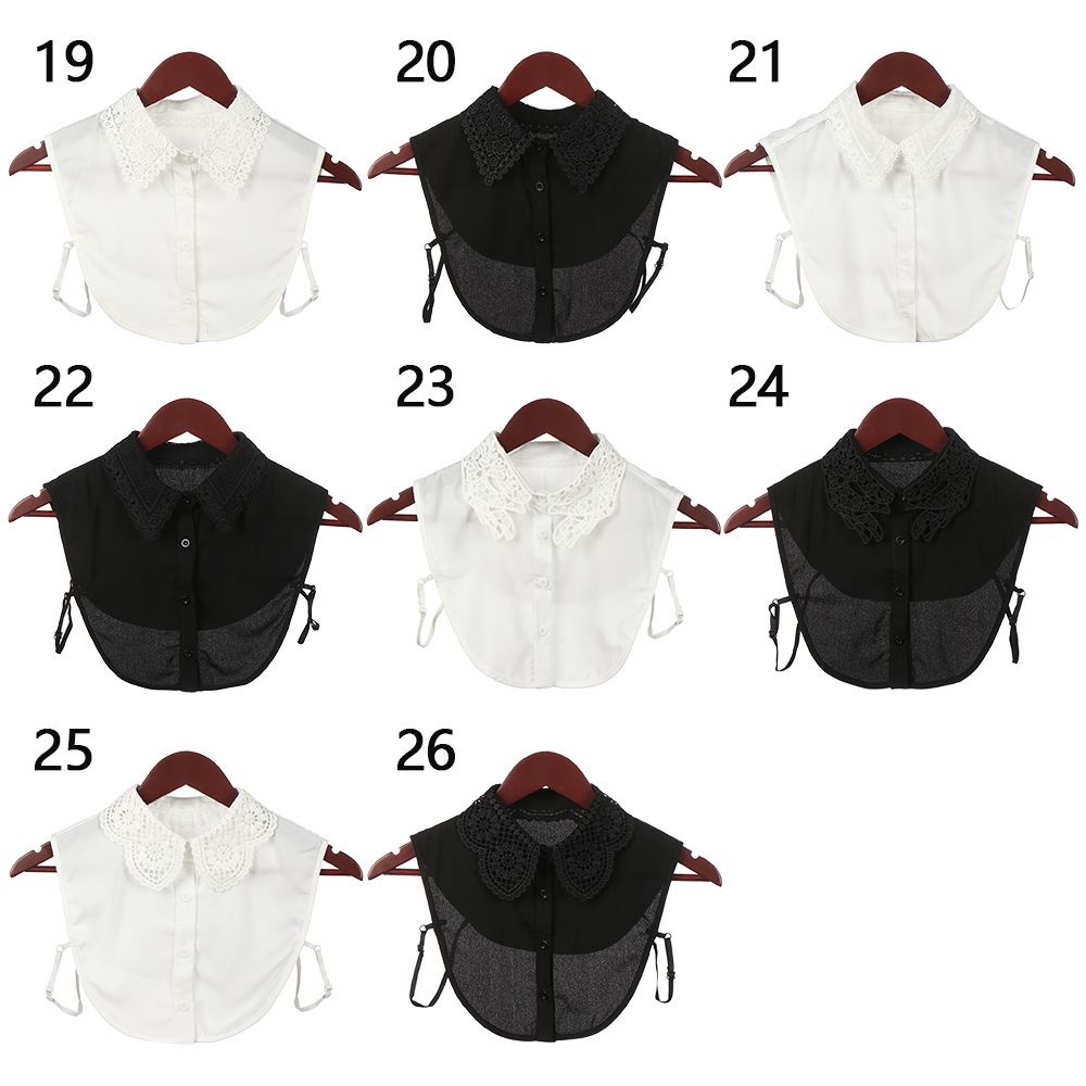 Cổ áo sơ mi giả thêu ren màu trắng đen phong cách cổ điển thời trang cho nam và nữ