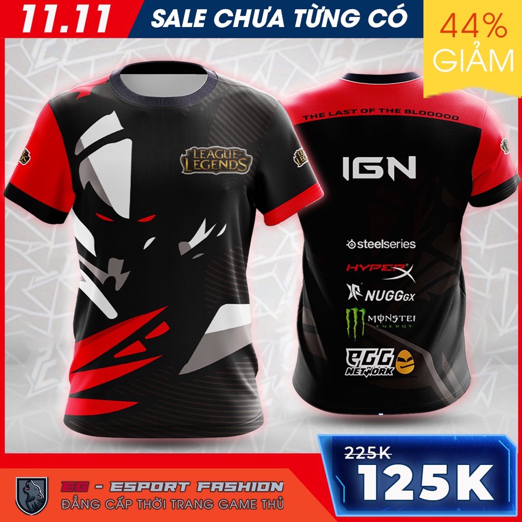 Áo thun thi đấu Esport Game LOL Huyền Thoại The Warrior 2021, In 3D thể thao, Màu Đỏ Đen