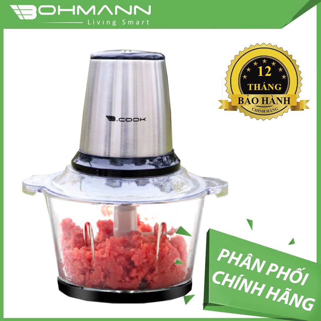 Máy xay thịt đa năng lưỡi dao kép cối thuỷ tinh 2L Bohmann B.Cook chính hãng, bảo hành 12 tháng