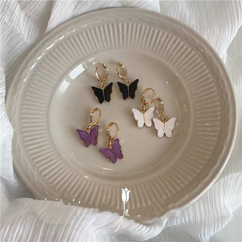 Khuyên tai dạng kẹp 191105 hình bướm yêu tinh không cần xỏ lỗ cá tính cho học sinh