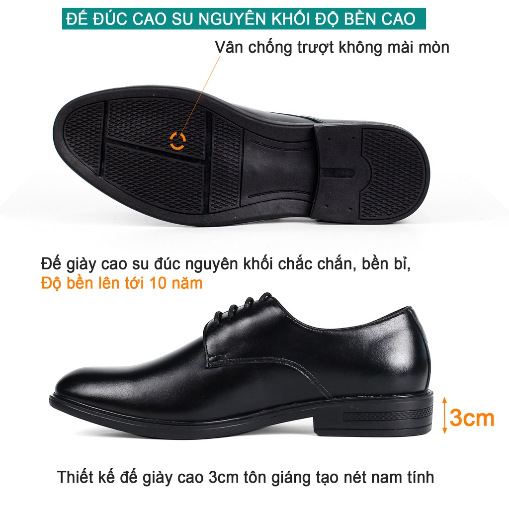 Giày nam Derby công sở da bò nappa cao cấp G113- Bụi leather- hộp sang trọng -Bảo hành 12 tháng