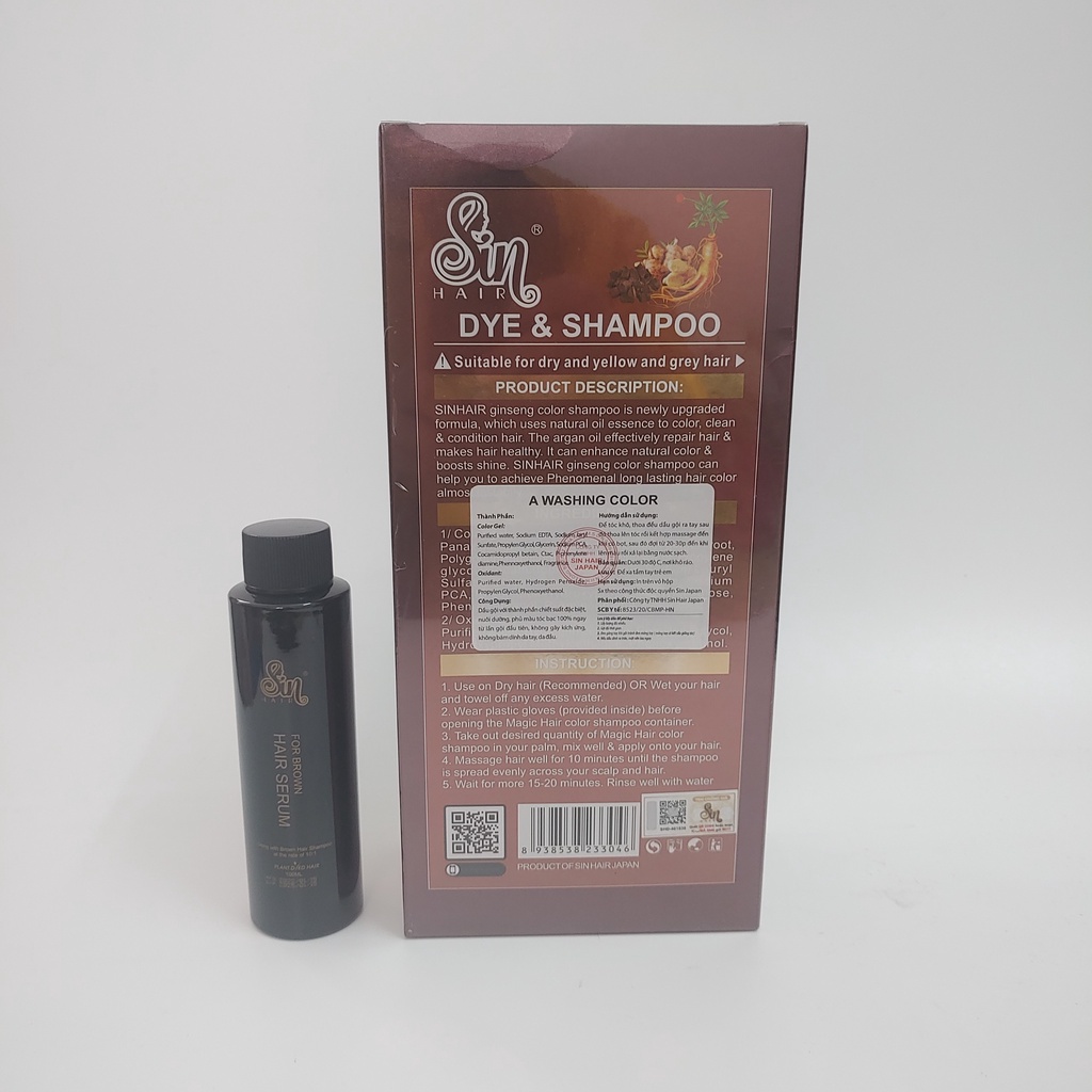 [CAM KẾT CHÍNH HÃNG] Dầu gội phủ bạc Sin hair nhân sâm số 1 Nhật Bản - tóc đen, tóc nâu đều màu tự nhiên 500ml