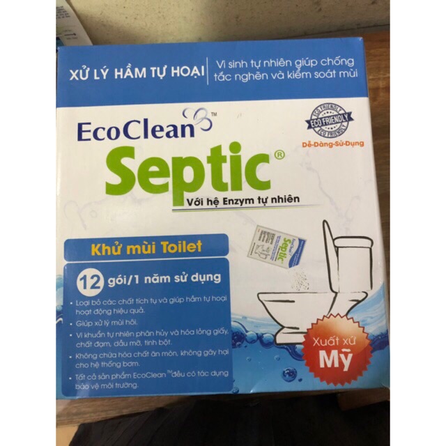 Combo: Bộ 04 gói vi sinh EcoClean Septic - Xử lý bồn cầu, hầm tự hoại USA