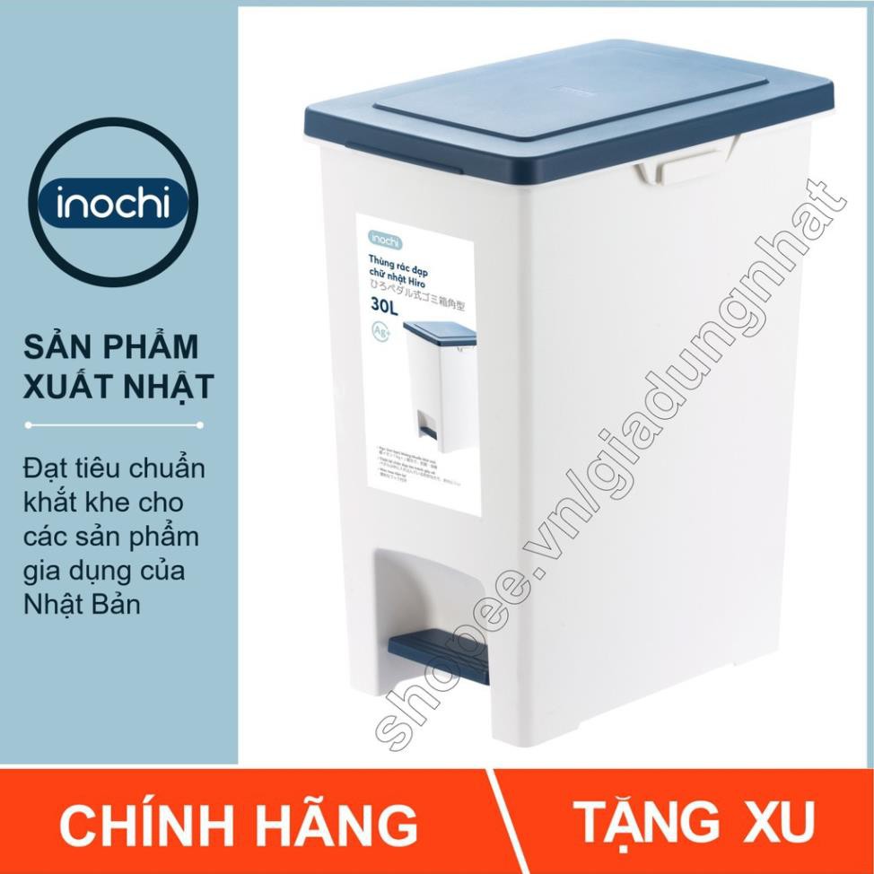 Thùng Rác Nhựa Đạp Chân Nắp Đậy Chữ Nhật Inochi 30 Lít Làm Sọt Rác Văn Phòng,Đựng Rác Gia Đình, Trong Nhà, Ngoài Trời