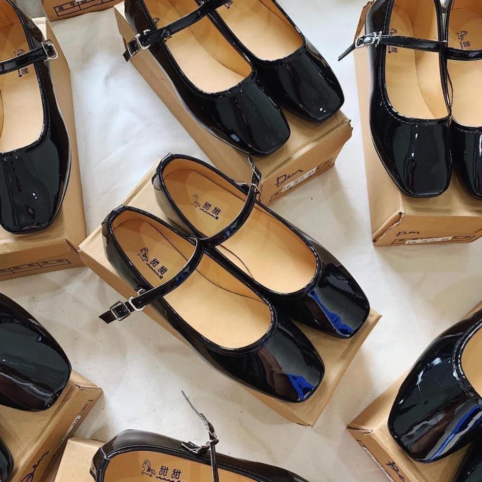 Giày bệt vintage mũi vuông da bóng | BigBuy360 - bigbuy360.vn