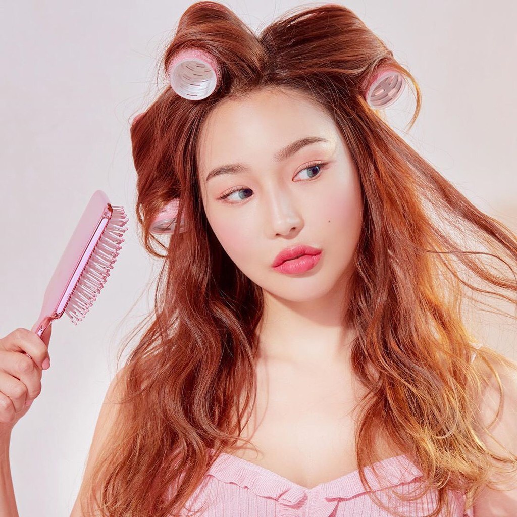 Lô Uốn Tóc Mái Tự Dính Nhựa Hàn Quốc Màu Hồng 3,5cm-6cm, LẺ 1 CÁI