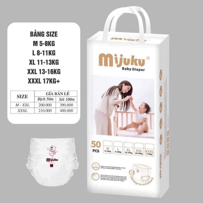 Bỉm Mijuku M-XXXL/100miếng