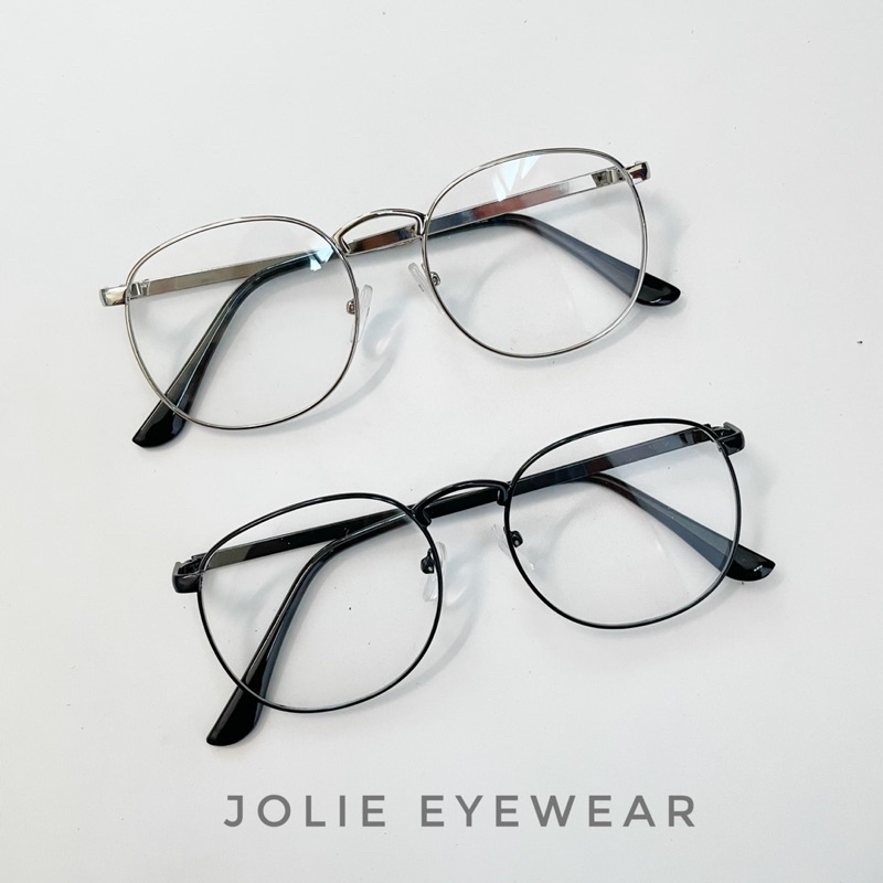 Kính giả cận, Gọng kính kim loại tròn 9396 Jolie eyewear chống ánh sáng xanh, UV400