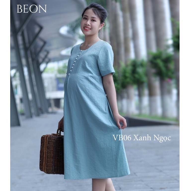 Đầm bầu váy bầu dáng suông, váy bầu thiết kế ngắn tay, váy bầu hè, đầm bầu hè, đầm bầu váy bầu mặc nhà