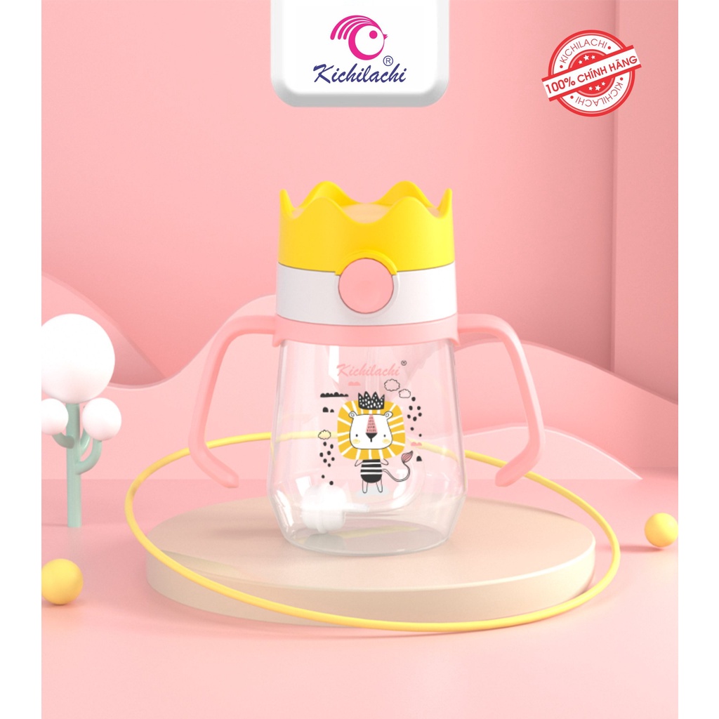 Bình Tập Uống Nước cho bé Kichilachi Pp 240ml Hình Vương Miện, có chống sặc cho bé