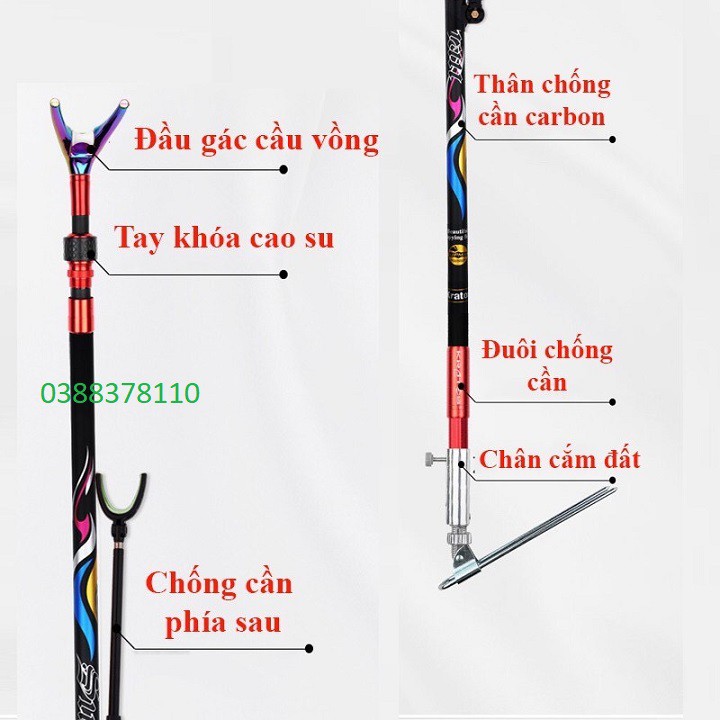 Chống Cần Câu Đài Gác Cần Câu Đài Carbon Cao Cấp Màu Đỏ